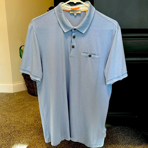 Ted Baker London Cotton/Modal Polo, Light Blue, Size 5-XL, EUC - Picture 2 of 7